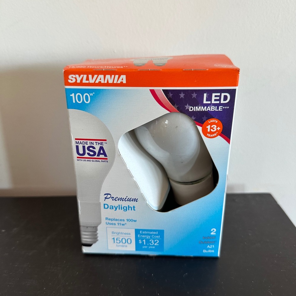 Sylvania 100W LED Dimmable Premium Daylight Light Bulbs A21 1500 Lumens 2-Pack